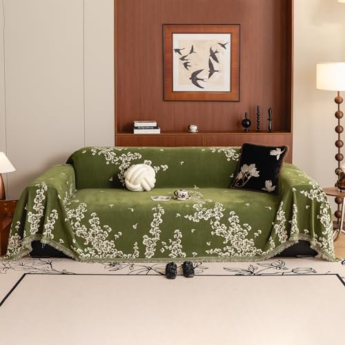 50# Ginkgo Green chenille sofa throw cover color option