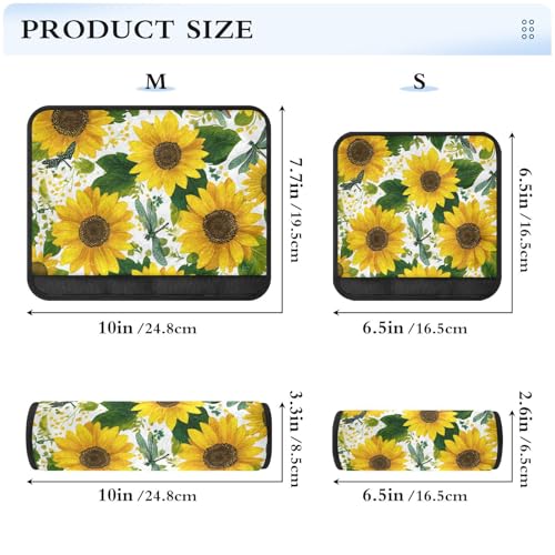 Image of 2 Pack Seatbelt Covers Seat Belt Cover Pad for Adults Boys Girls Car Seat Strap Covers Pads Cushion Universal Shoulder Strap Pad Protector for Backpack Camera Bag 10x7.7Inch Cute Yellow Sunflowers and