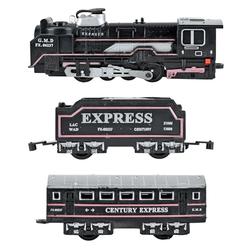 Image of Braintastic Rail King Electric Train Set for Kids|16-Piece Classic Track Set with Light, Sound & Smoke|Rechargeable Battery Operated Track Train Toy for Boys & Girls
