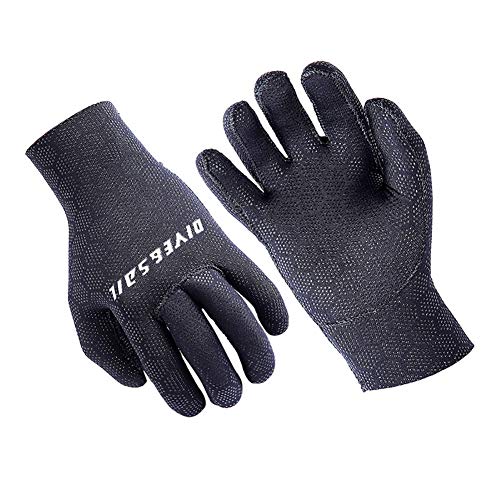 WYYHAA 3mm Neoprene Wetsuit Gloves, Double-Layer Thermal Diving Gloves with Elastic Wrist and Skid Resistance Particles for Kayakin Diving Surfing Snorkeling,M