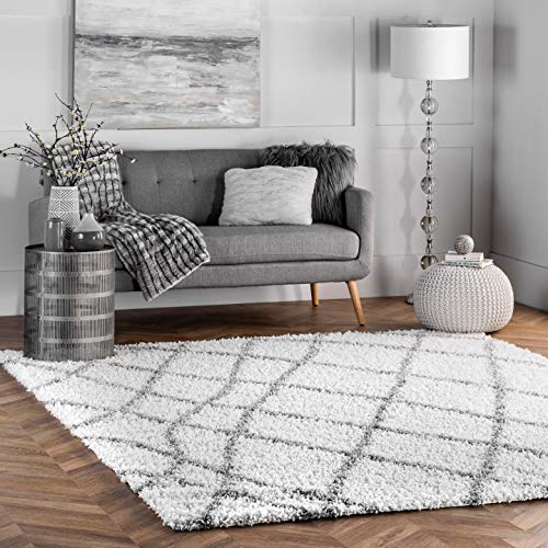 nuLOOM Alvera Soft & Plush Shag Area Rug, 4' X 6', White