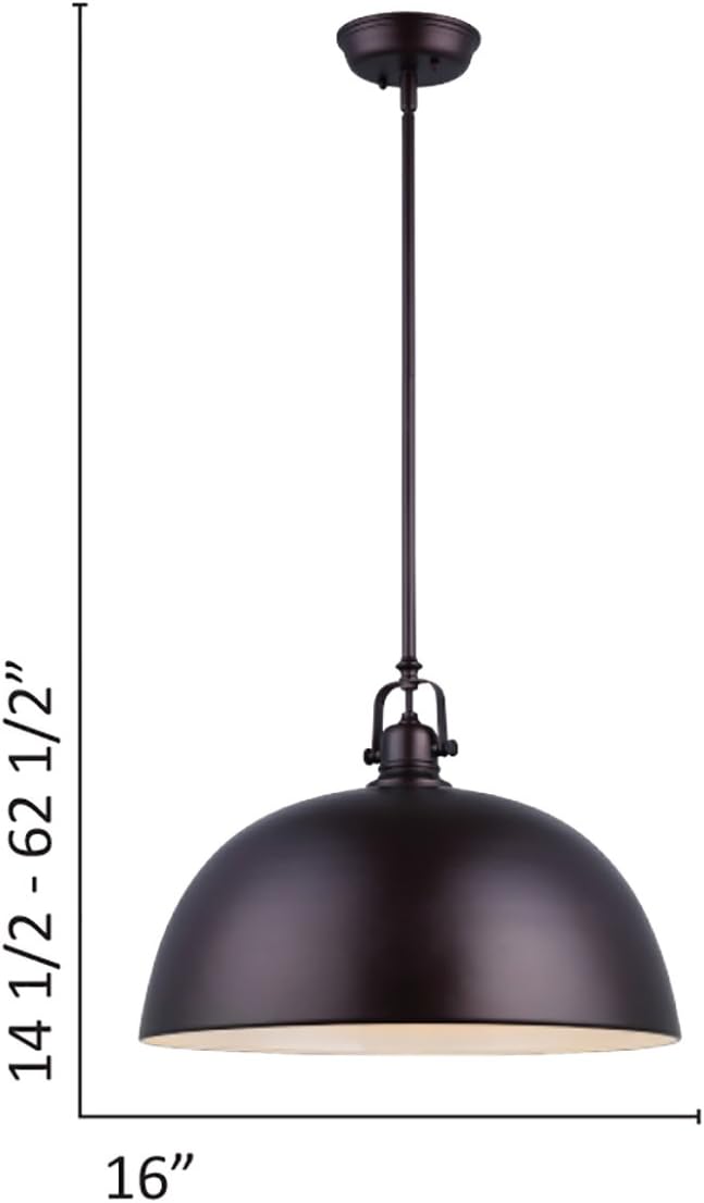 Best Cyber Deals 🔥 CANARM IPL222B01ORB16 LTD Polo 1 Light Rod Pendant, Oil Rubbed Bronze with Painted White Interior