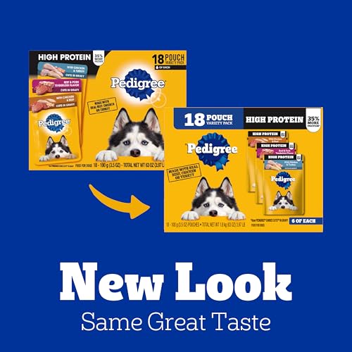 Image of Pedigree High Protein Wet Dog Food Pouches, Variety Pack, 3.5 oz, 18 Count