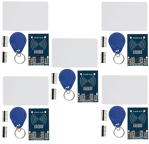 WWZMDiB 5 Pcs MFRC522 RFID Kit for Arduino Raspberry Pi?RC522 Sensor Module + S50 Blank Card + Key Ring ?