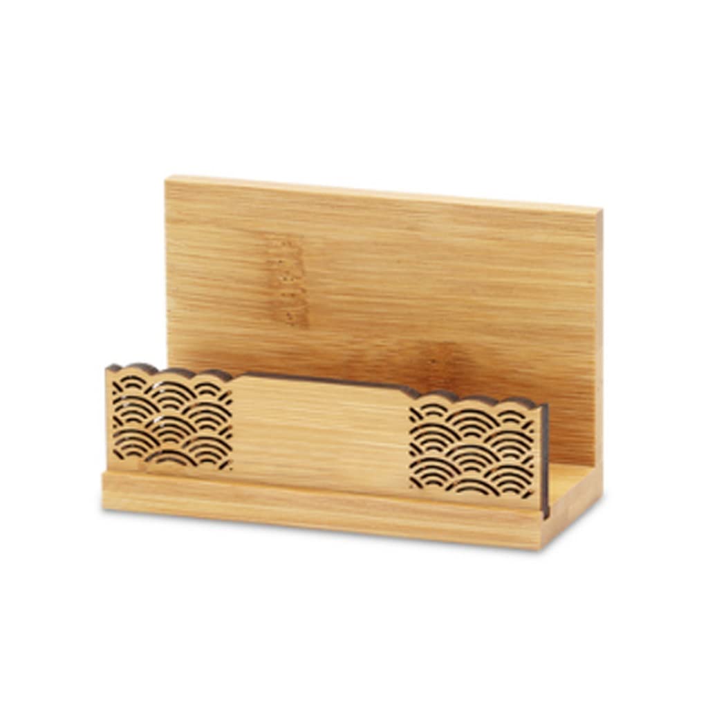 MOBYGKFY Business Card Case Log Solid Wood Desktop Storage Wooden Holder Office Supplies