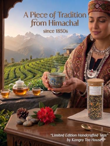 Image of Kangra Tea House GhaaTEA (20g - 20 - 30 servings) Artisanal Authentic Kashmiri Kahwa with Saffron & Almonds Green Tea | GI Tagged & NPOP Organic Certified | First Flush, 0 Bitterness | Direct From Palampur, Himachal Pradesh