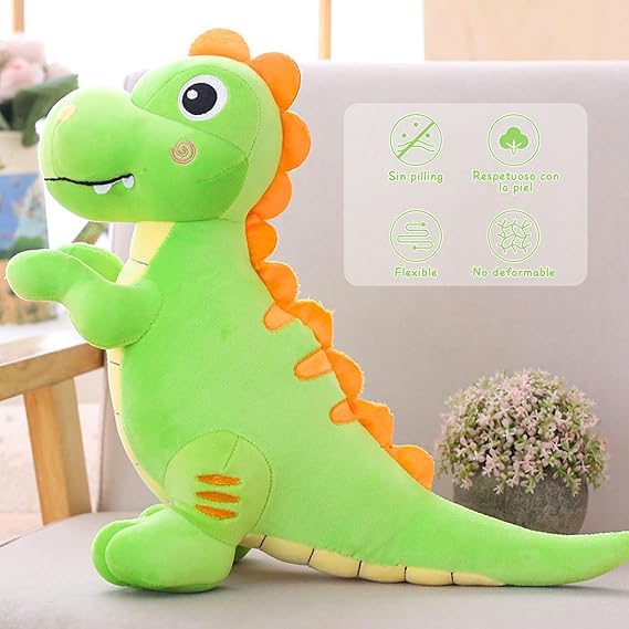 Image of ZEXSAZONE Dinosaur Soft Toy - 35 cm Cute Plush Stuffed Animal | Huggable Cartoon Dino Plushie for Kids, Boys & Girls | Birthday Gift, Baby Shower Present & Room Decor Green