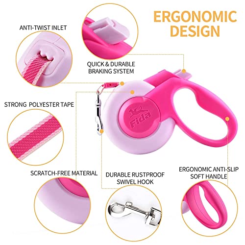 Hoerde Hundeleine L pink Premium Qualität und Design. Band Hunde Leine, 360 Grad kein Verheddern, selbst für große Hunde bis 50kg