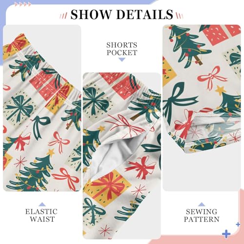 ALAZA Christmas Green Pine Tree Snowflake White Pajama Pants Long Sleep Pant Pajama Bottoms Elastic Waist with Pockets4