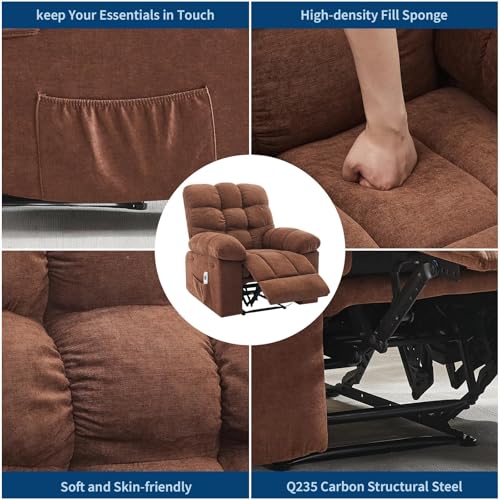 Image of Oversized Massage Recliner Chair for Adults, Extra Wide Manual Recliner with Massage & Heating, Overstuffed Upholstered Sofa Chair for Living Room & Bedroom (Coffee Brown)