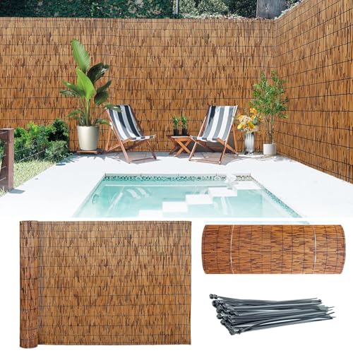 Valla Natural Cañizo Jardin Ocultacion Balcon Celosias para Terraza Exterior Brezo Ocultacion 2x5 Rollo De Valla De Caña De Bambu Decoracion Terraza Vallas De Madera Ocultación Privacidad Balcon