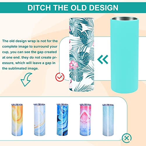 GORGECRAFT 2PCS Unseamed Silicone Wrap for Sublimation Tumblers 20oz Reusable Silicone Sublimation Sleeve Mug Clamp Sleeve Fixture for Full Wrap Tumbler Blanks Sublimation(Cyan) - Image 4