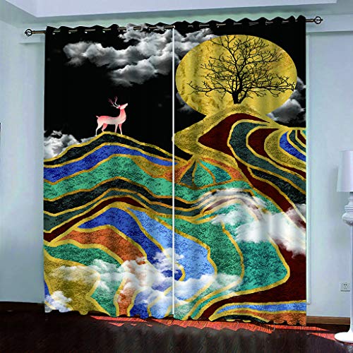 Rideau thermique chambre enfant salon chaleureux motif ligne dorée créative - 6