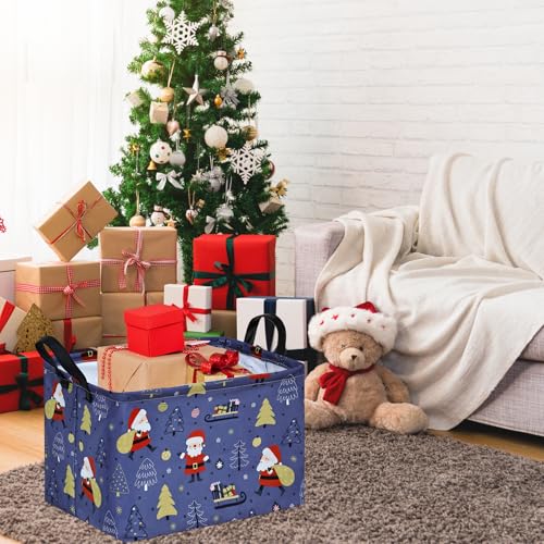 Image of Christmas Gift Basket Shelf Storage Bin for Clothes, Rectangle Storage Box Laundry Hamper with Handles
