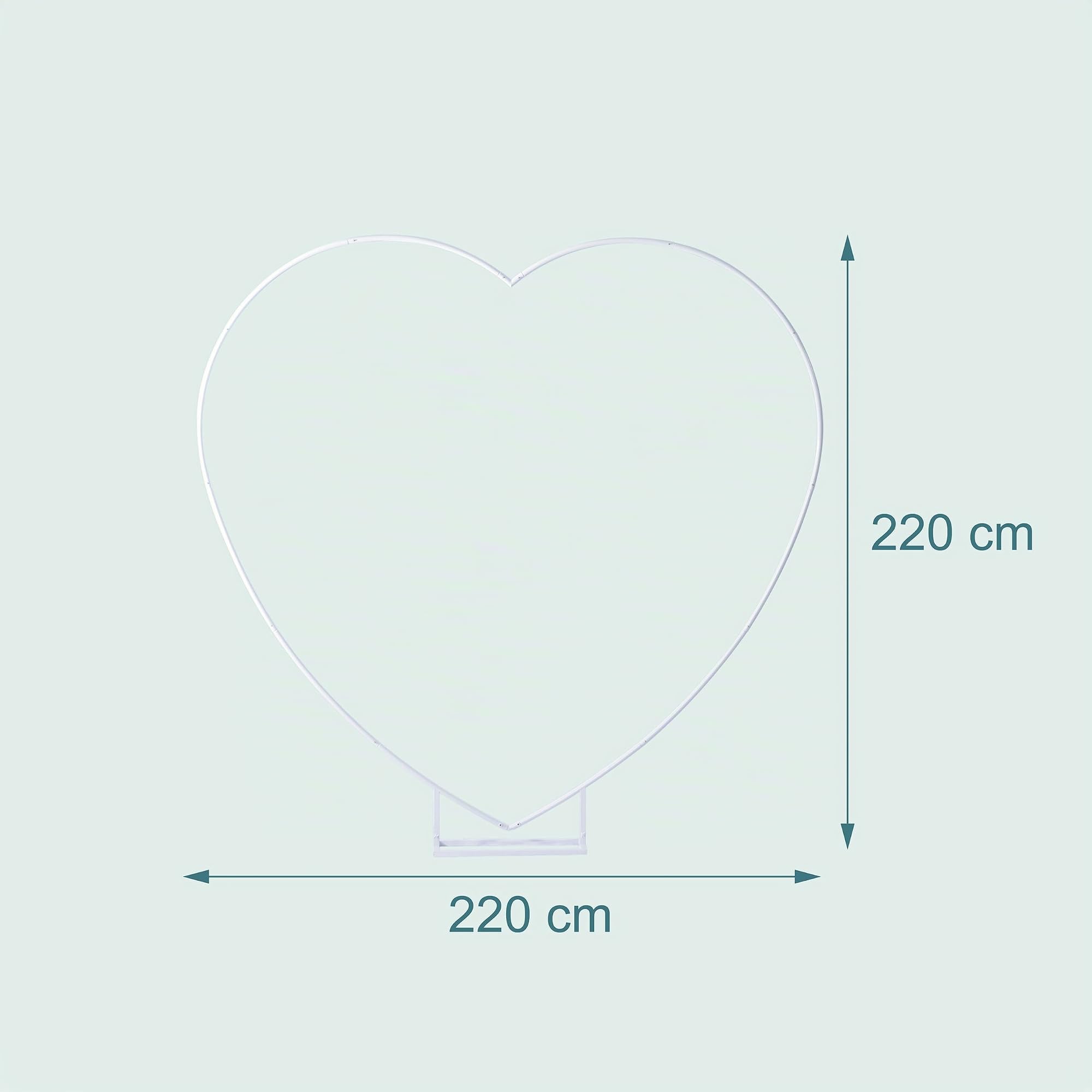 Arco de globos Relaxdays, forma de corazón, metal, boda, compromiso, Al x An: 220 x 220 cm, flores, blanco