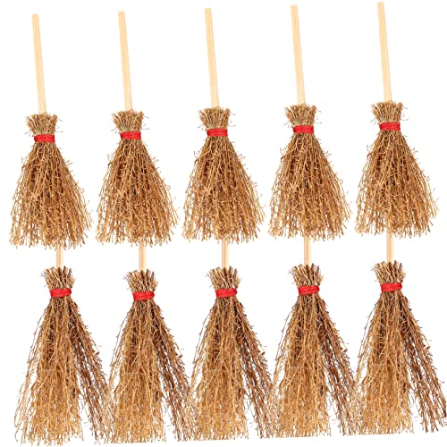 HOOTNEE 30 Pcs Mini Broom Fairy Accessories Small Witch Broom Halloween Broom Bats Halloween Witch Craft Mini Witches Broom Miniature Witch Brooms Broom Toy Toys Tiny Brooms Beech