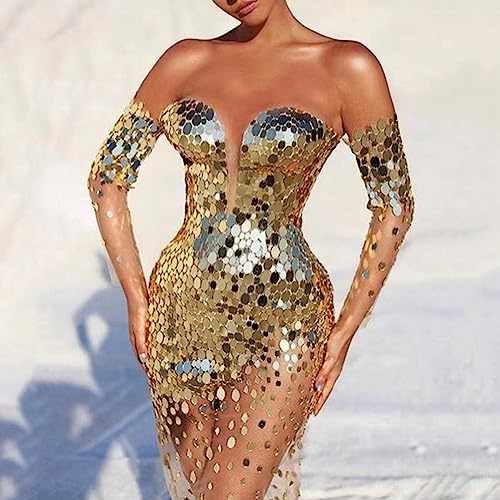 Robe de soirée longue d'exception en maille fine asymétrique à épaule dénudée - 2