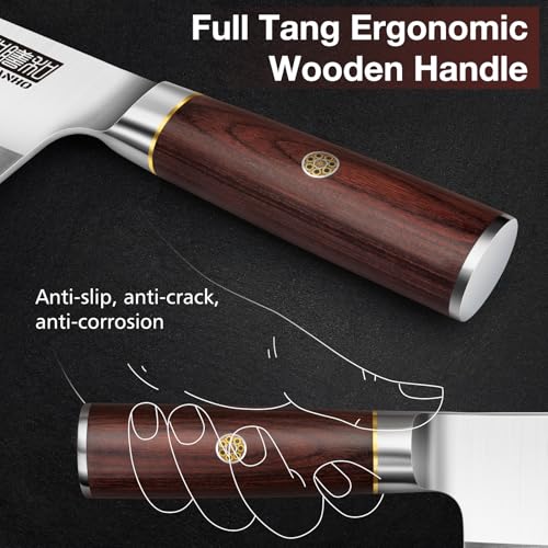 HOSHANHO Meat Cleaver Knife for Meat Cutting, Powder Steel and High Carbon Steel Butcher Cleaver Knife, Chinese Cleaver with Ergonomic Wooden Handle for Home Kitchen and Restaurant - Image 4