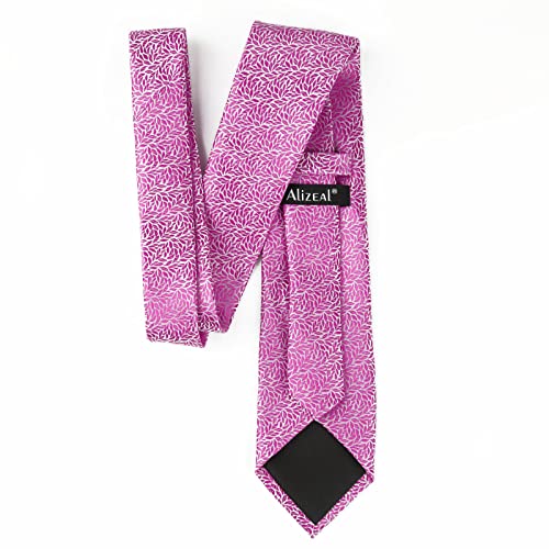 Image of Alizeal Mens 3.15inches Leaf Flower Pattern Tie Set | Floral Pattern Pocket Square Perfect for Fall Winter Business and Holiday Events