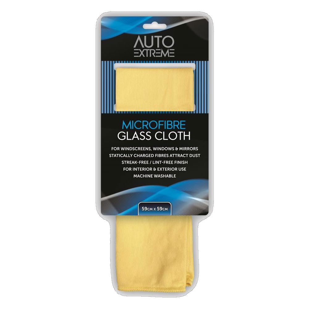 Alezyb Cream Microfibre Cloth - 1X Cream Microfibre Glass Cloth For Wind Screen, Windows & Mirrors Streak Free & Lint Free Finish
