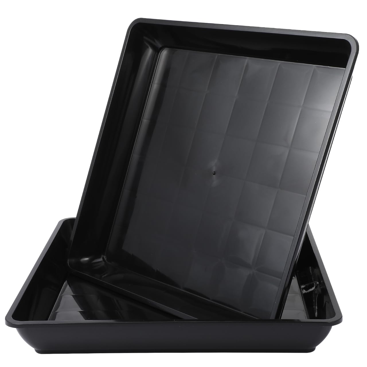 Abaodam 2 Pack Square Plant Saucer Tray 14 Inch, Heavy Duty Plastic Drip Trays for Flower Pots Large Indoor Outdoor Plant Water Catcher for Planters Deck Floor Protection Black