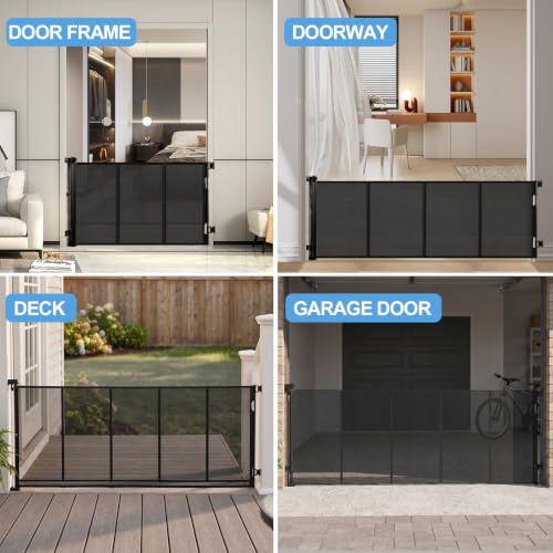 Image of Veraste 200 inch Reinforced Retractable Baby Gate, 42 inchH for Doorways, Black