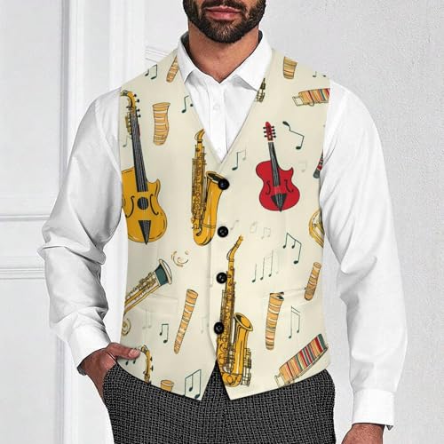 Musical Instruments Saxophone French Hor Men's Suit Vest Casual Business Slim Fit Waistcoat Vests for Tuxedo2