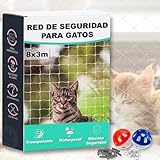 RM Pro® Red para Gatos Terraza 8x3m, Seguridad Transparente Ideal Balcon Ventana, Proteccion Exterior Interior Malla Antidesgarro Duradera, Kit Completo Montaje Cuerda Ganchos Bridas Juguete Regalo