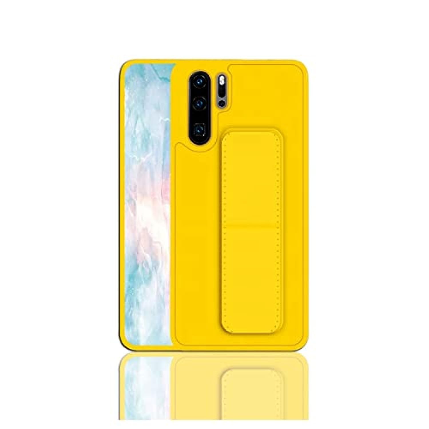 Wrist Strap Stand Phone Case For Samsung Galaxy Note 10 Plus Holder Magnetic Back Cover (Yellow)