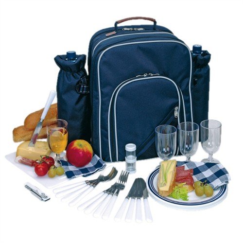 NoTrash2003 - Mochila de picnic para 4 personas con compartimento refrigerador y utensilios