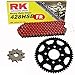 Juego de cadenas para Daelim VL 125 R FI Roadwin 07-11, cadena RK FR 428 HSB 130 abierta, color rojo 14/45