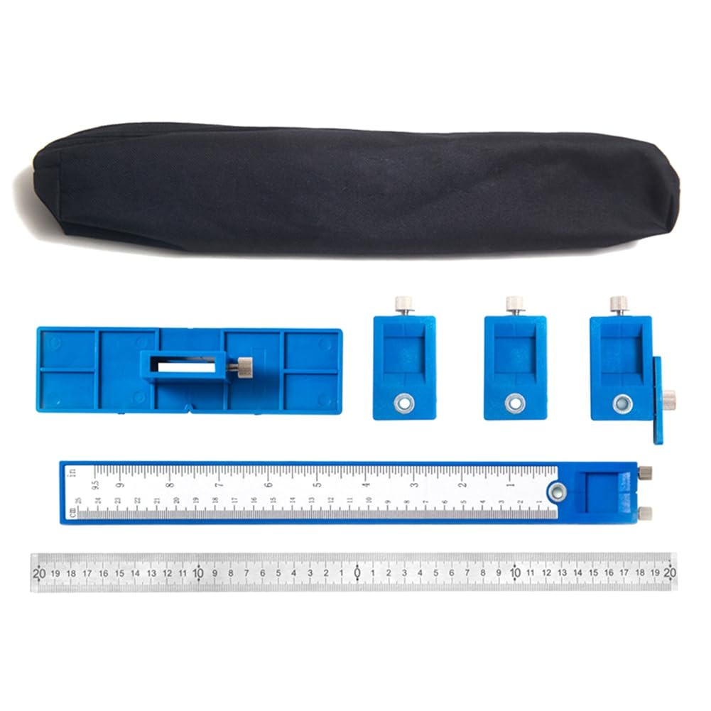 Littimoon Woodworking Drill Punch Locator Jig Kit Drill Guide Cabinet Handle Knob Template Locator Hole Punch Tool for Woodworking