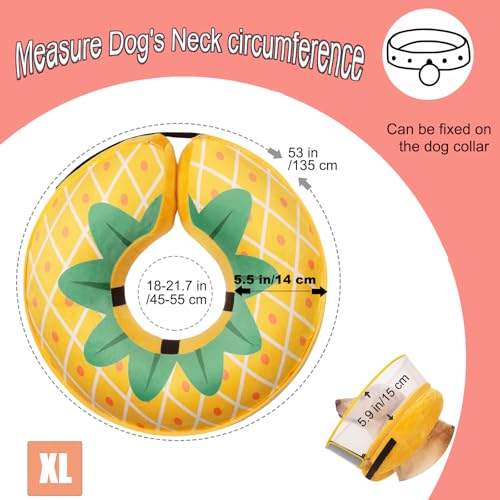 Image of Inflatable Dog Cone Collar for Large Medium Small Dogs, Soft Dog Donut Collar Adjustable Recovery Cone for Pets After Surgery, Extra Enhanced Anti-Licking Guard Shield (Pineapple, X-Large)