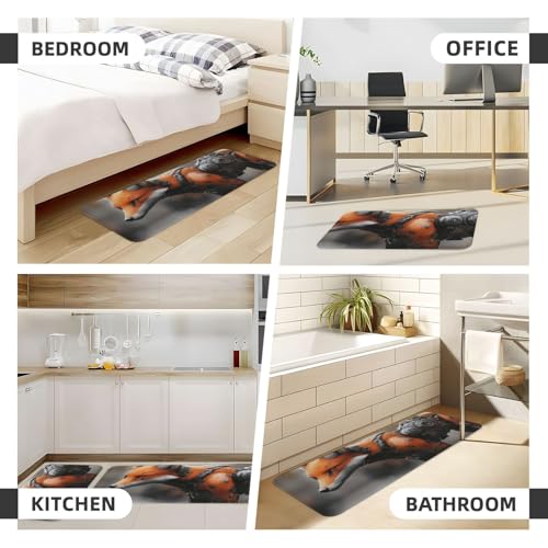 Juego de 2 alfombras mecánicas de cocina acolchadas y lavables con estampado de zorro 7