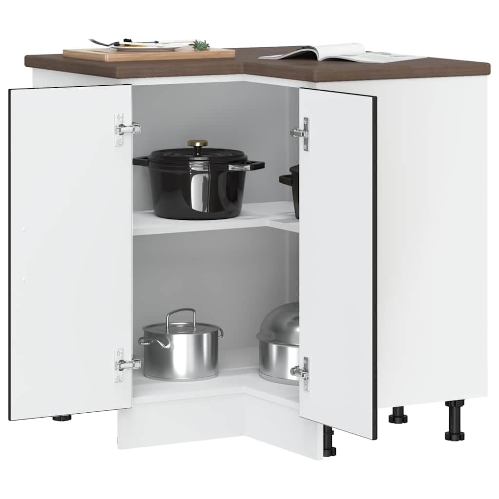Lucca - Mobiletto angolare da cucina in legno nero, con piedini regolabili, per cucina, sala da pranzo, dispensa, vetrina, multiuso, materiale robusto