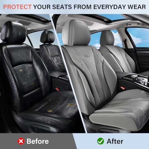 Image of Coverado Car Seat Covers, Front Seat Covers Front, 2 Pack Waterproof Car Seat Covers Universal Fit for Most Cars SUV Trucks (Front,Gray)