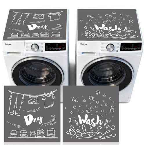 2 Pcs Washer and Dryer Covers for the Top, Washer and Dryer Top Protector Mat, Non Slip Washing Machine Cover, Thickened & Dust Proof & Quick Drying Cover for Home Laundry Kitchen (26.8 x 26.8 Inch)