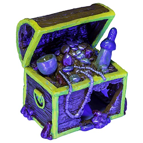 Glofish Treasure Chest Ornament, Small, Detailed Aquarium Ornament, Hideaway For Fish #TOP1