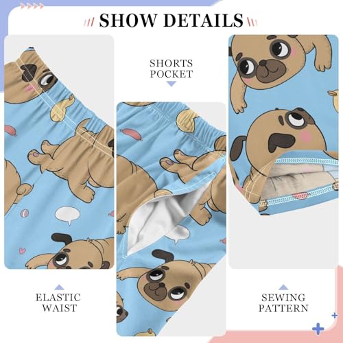 Boys' Pants Funny Pug Dog and Duck Blue Long Bottoms Jogger Pants Elastic Waist Trousers with Pockets S-XL4