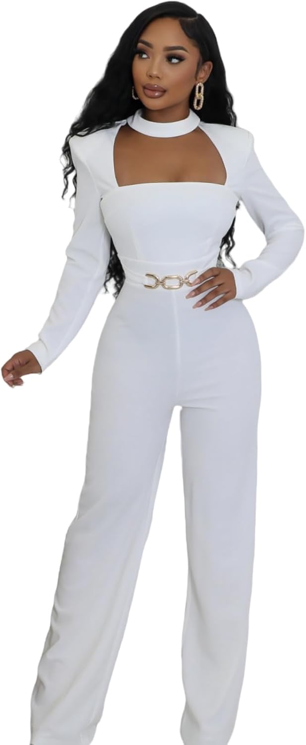 Women's formal jumpsuit elegant straight pants party casual club jumpsuit - Image 2