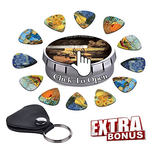 Médiators Celluloïd Medium Vincent Van Gogh Pack de 12 avec Porte-Médiator en Cuir et Boîte Désignée Meilleur Joueur de… - Les Beatles, Paul McCartney, John Lennon, RIngo Starr, George Harrison Médiators Celluloïd Medium Vincent Van Gogh Pack de 12 avec Porte-Médiator en Cuir et Boîte Désignée Meilleur Joueur de… – Image 6