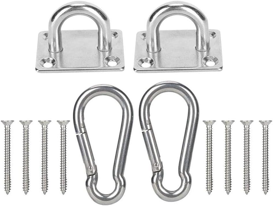 Stainless Steel Heavy Duty Ceiling Hanging Hook Set for Swing Chairs, Yoga Hammocks and Porch Swings - Weather Resistant Suspension Kit with Mounting Hardware