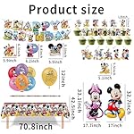 Cartoon Party Supplies, Cute Mouse Birthday Party Decorations Include Happy Birthday Banner, Balloons, Hanging Swirls, Stickers, Cake Toppers, Tablecloth - Image 3