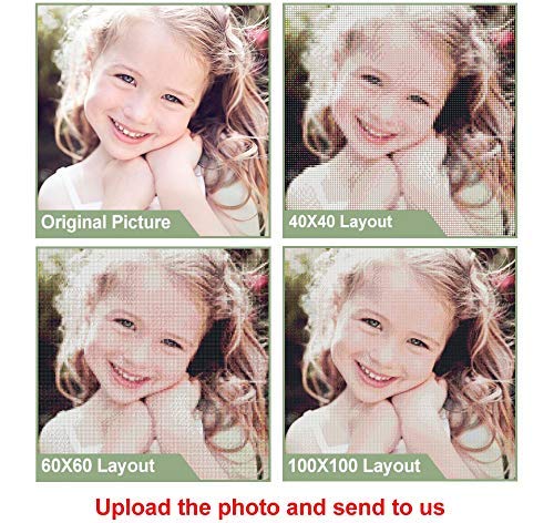 Weadatty Personalized Custom Photo Diamond Art,5D DIY Customized Diamond Painting Diamond Embroidery Kit Home Wall Decor,Full Rund Drill 30x30cm