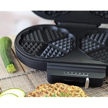 ROMMELSBACHER Waffel Automat WA 1250, für 2 Herzwaffeln, je 16 cm, Ø Antihaftbeschichtung, Backampel, stufenlos regelbar, 1250 Watt, schwarz/silber – Bild 5