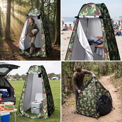 Tienda privacidad portátil camping ducha vestidor camuflaje con ventanas 3