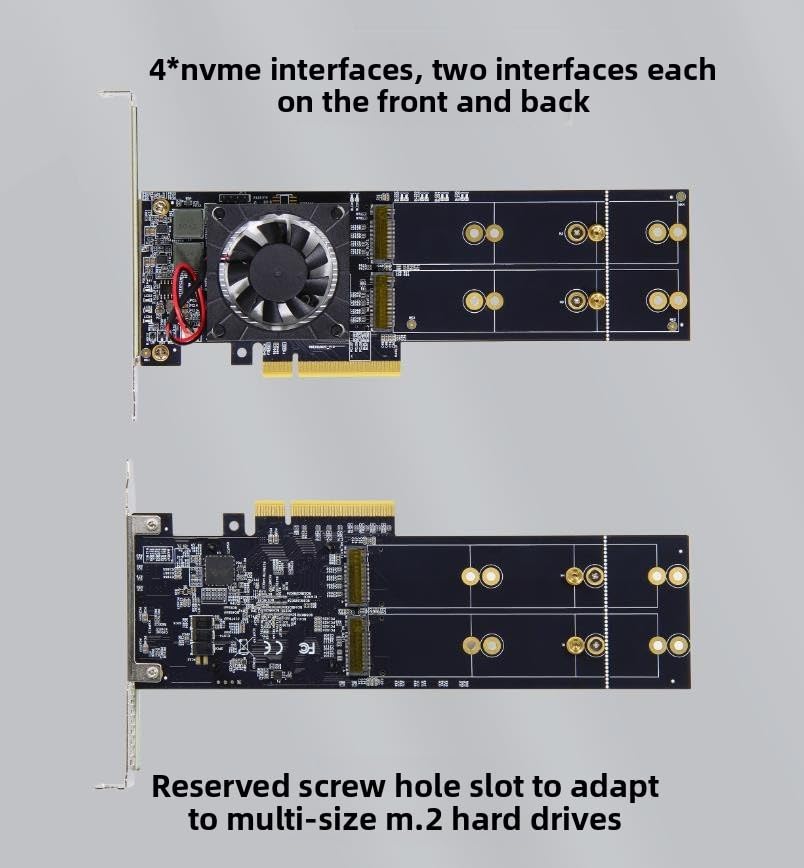 Tarjeta M.2 NVMe de 4 puertos con chip PLX8747 directo para servidores TrueNAS 6