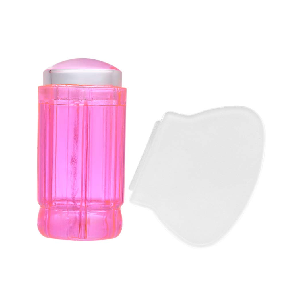 Nail Stamper,Fadawe Silicone Nail Art Stamper With Scraper Clear Jelly Nail Stamping Head With Lid & Scraper For DIY Nail Art Stamping Plates