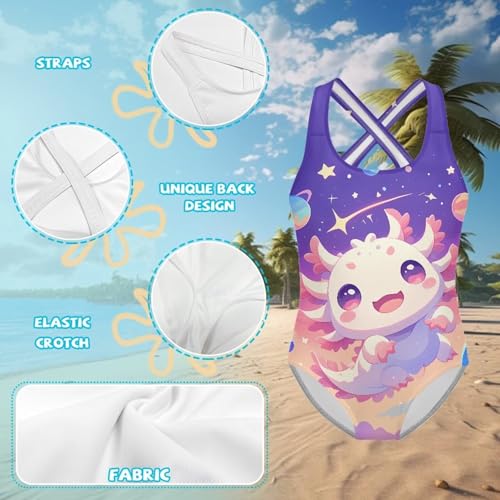 Image of Girls One Piece Swimsuits Teens Sleeveless Back Cross Strap Bathing Suit Kids Quick Dry Cute Beach Swimwear(5-14)
