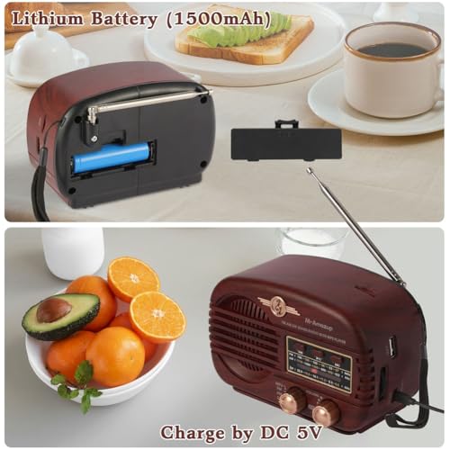 Radio funciona a pilas retro con bluetooth para personas mayores 5